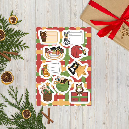 Christmas Kitties Gift Label Sticker Sheet | Holidays, Cats, Silly, Cute