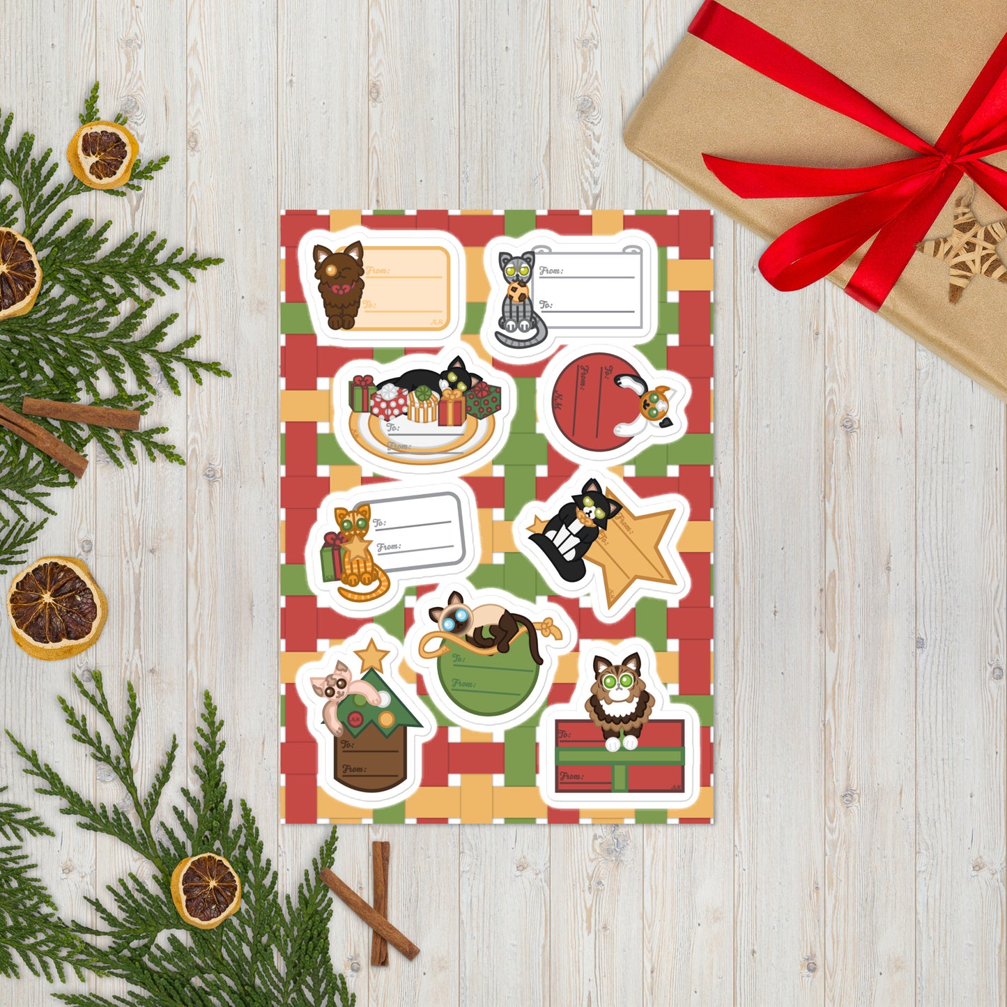 Christmas Kitties Gift Label Sticker Sheet | Holidays, Cats, Silly, Cute